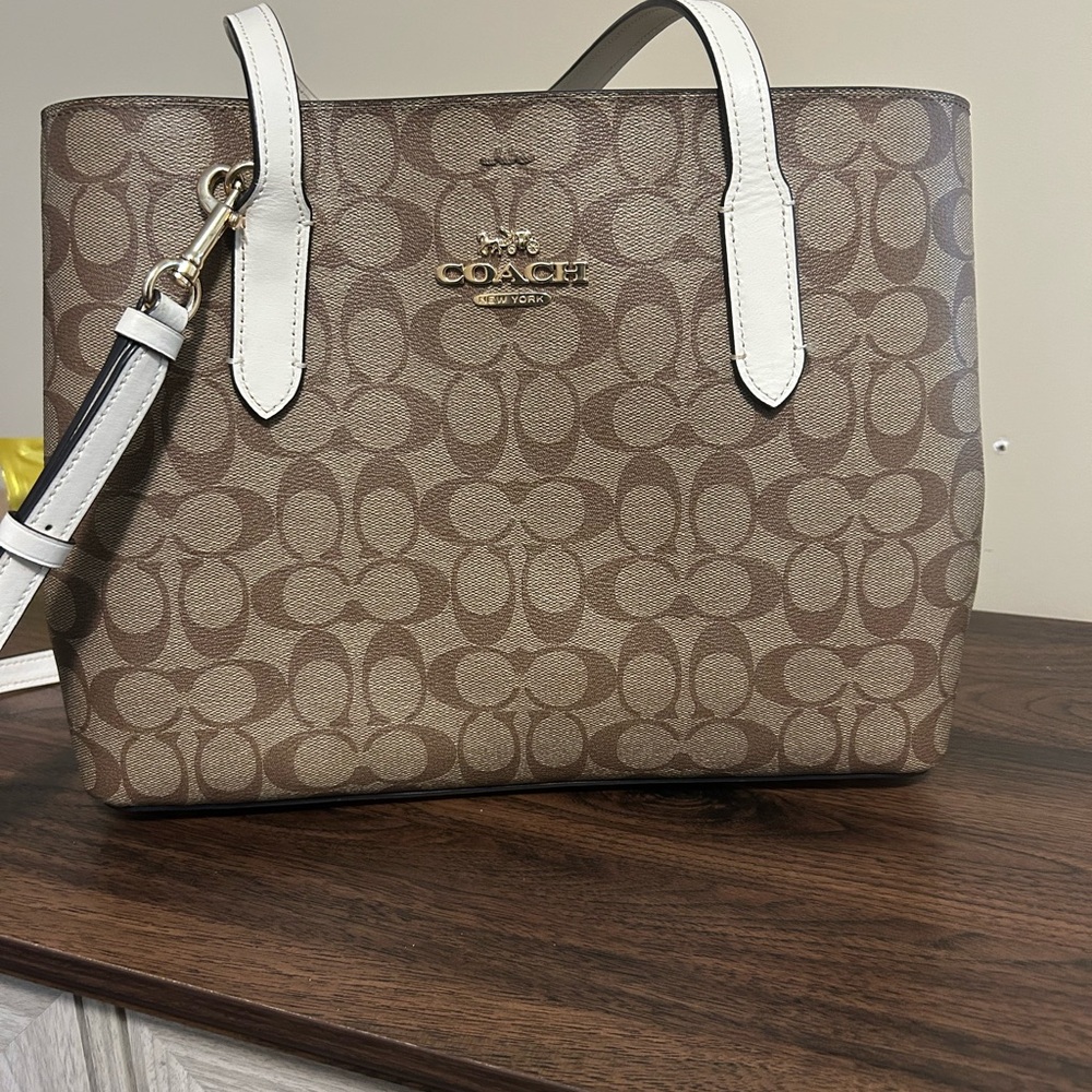 Coach Tan and Cream Signature Tote